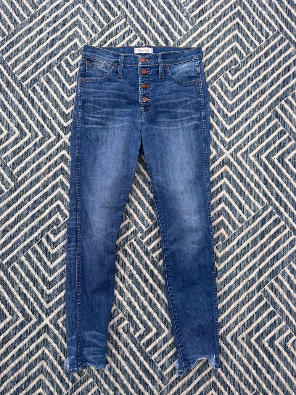 Madewell High-Rise Button-Fly Skinny Jeans in Medium Blue Wash